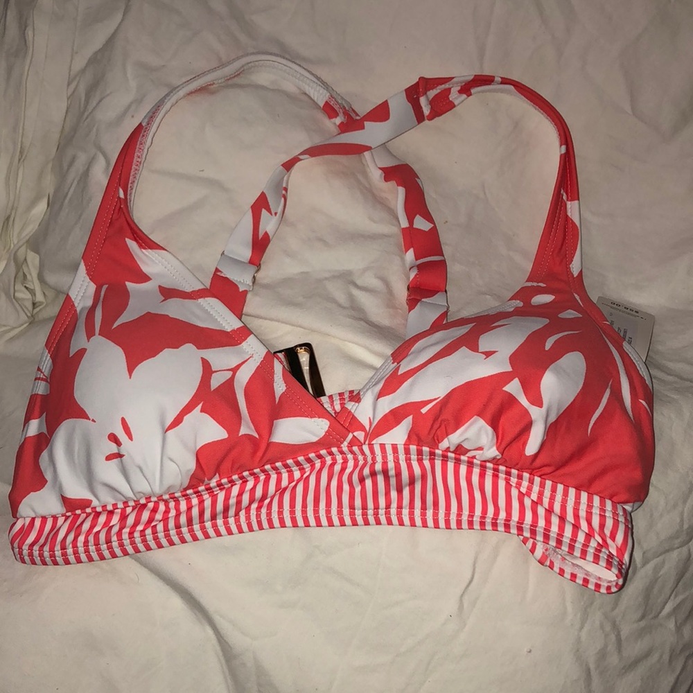 Anne Cole bathing suit top orange /white floral Brand new tags on